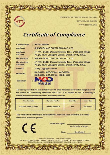 Chiny Shenzhen MCD Electronics Co., Ltd. Certyfikaty